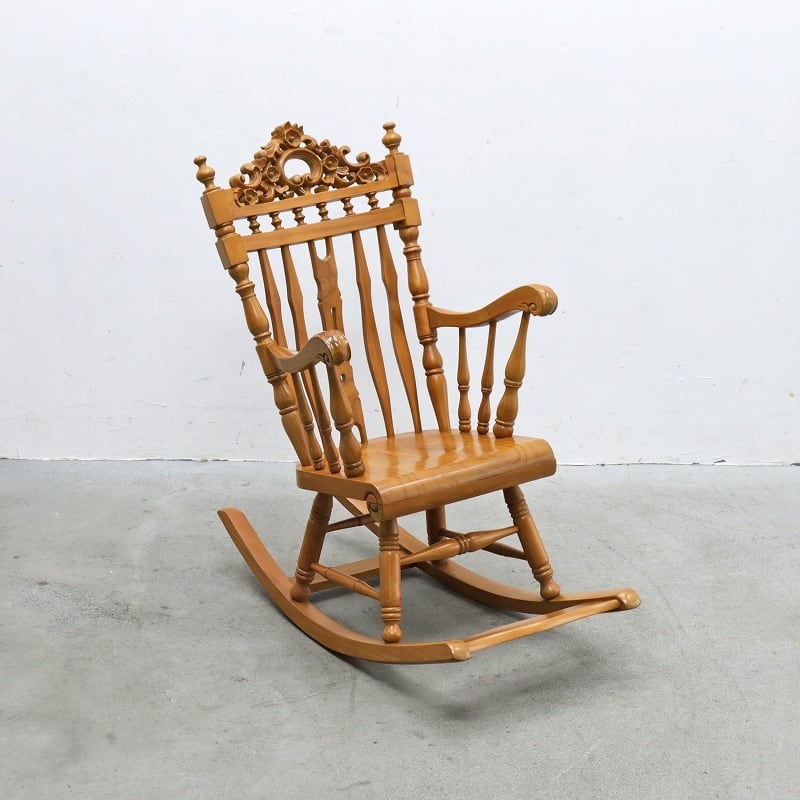 ヴィンテージ チーク無垢材 キッズ 子供 ロッキングチェア 椅子 オブジェ レトロ アンティーク PKK30209