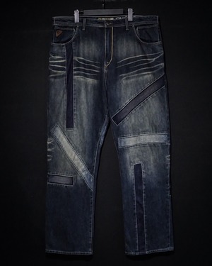 【WEAPON VINTAGE】"AKADEMIKS" Swiching Design Loose Denim Pants