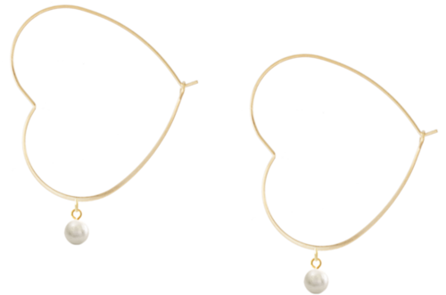 ピアス/No129 ハート フープ ゴールド パール シンプル