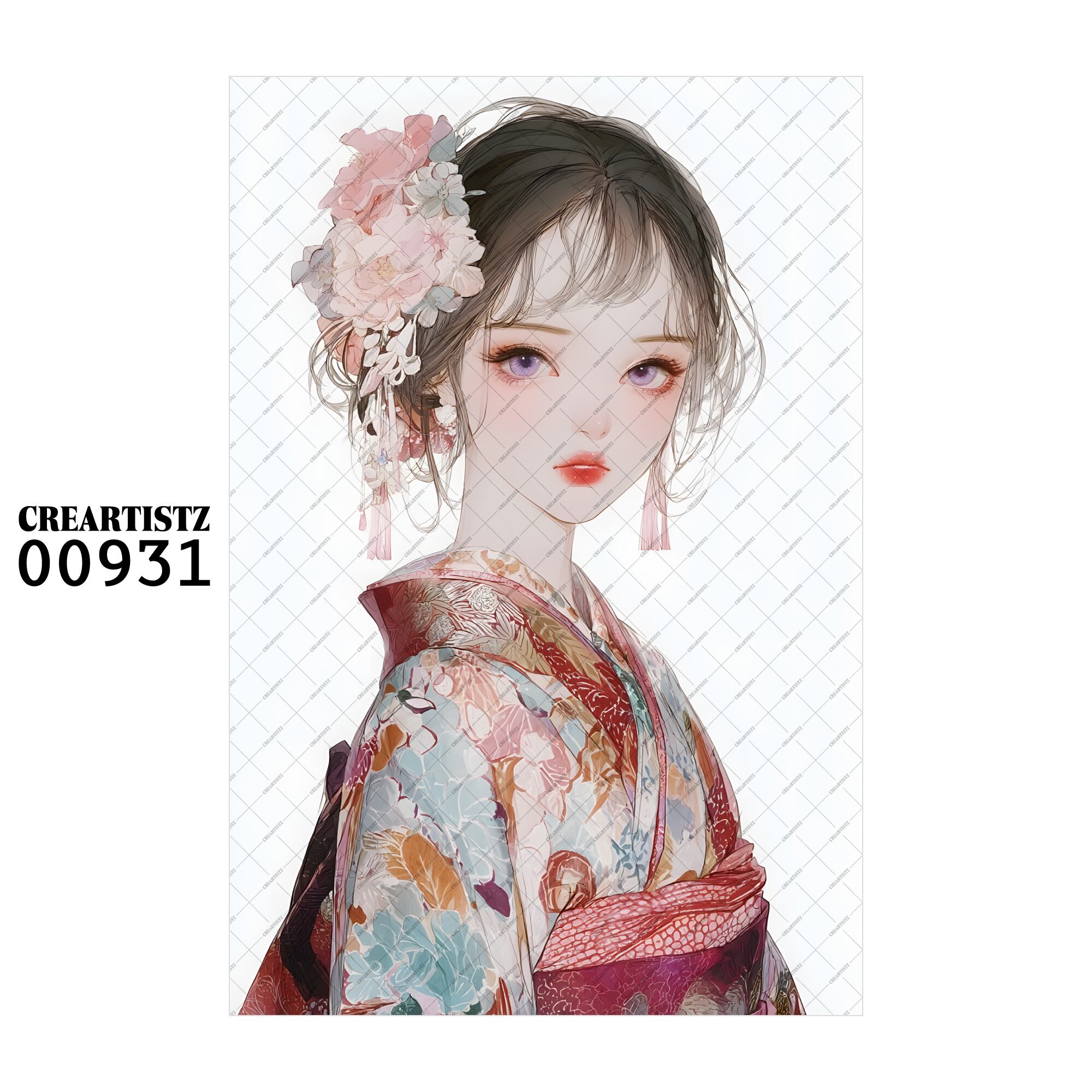 00931 ガール キュート オリジナル ペーパー/ステッカー 4枚セット CREARTISTZ