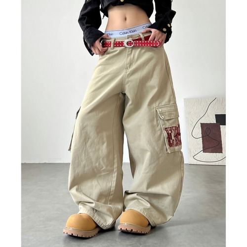 レタリングポケットボリュームシルエットカーゴパンツ 2col R02904