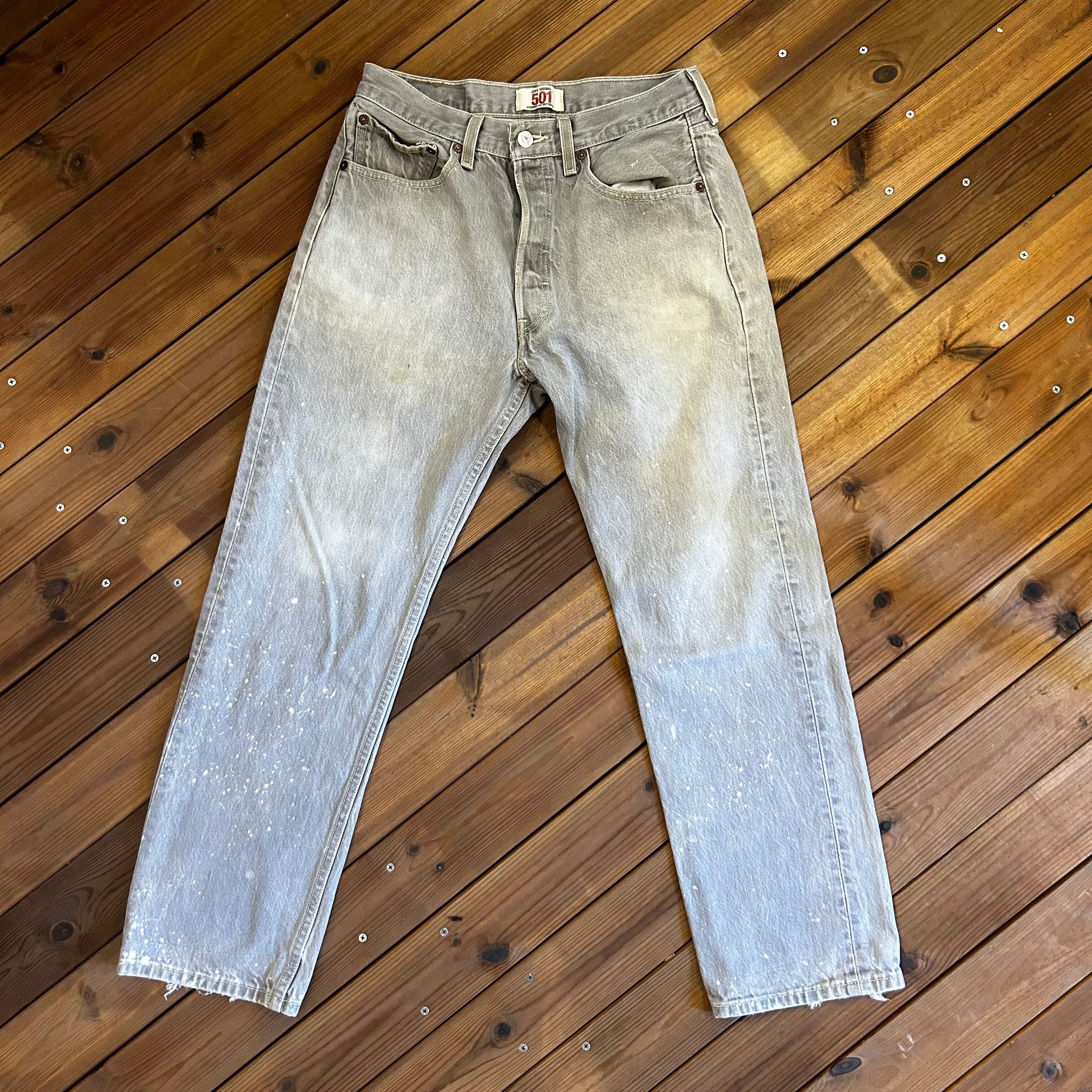 リーバイス 501 ブラック W32 グレー ブリーチ ペンキ　デニムパンツ Levi’s #507179