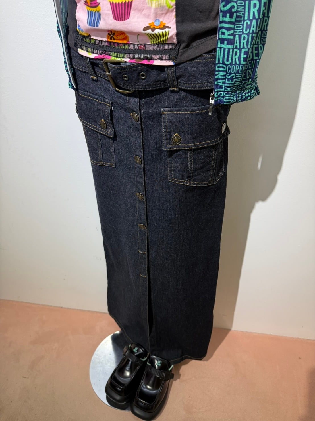 Denim long skirt