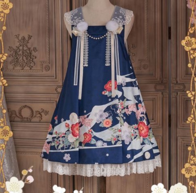 和ロリジャンスカ 6色 Nyanya 通年 春夏 春秋 かわいい 和服 和ロリ ミディアム ワンピース ワンピ ドレス レース おしゃれ 着物 和柄 Aライン ゆったり レイヤード 重ね着 撮影 イベント おでかけ デート ゴスロリ ロリータファッション Loli33 Luxury