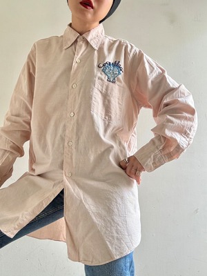 1950s Vintage Dress Shirt Hane Embroidery By Carny Couture