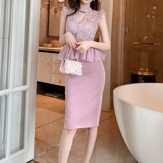 Feminine Lace Celebrity Dress setup　　V2332