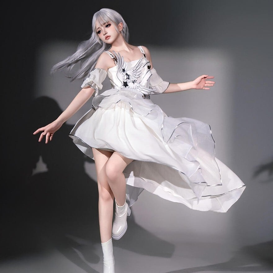 パンクロリータ｜アシンメトリードレス＋スリーブカバーセット コン