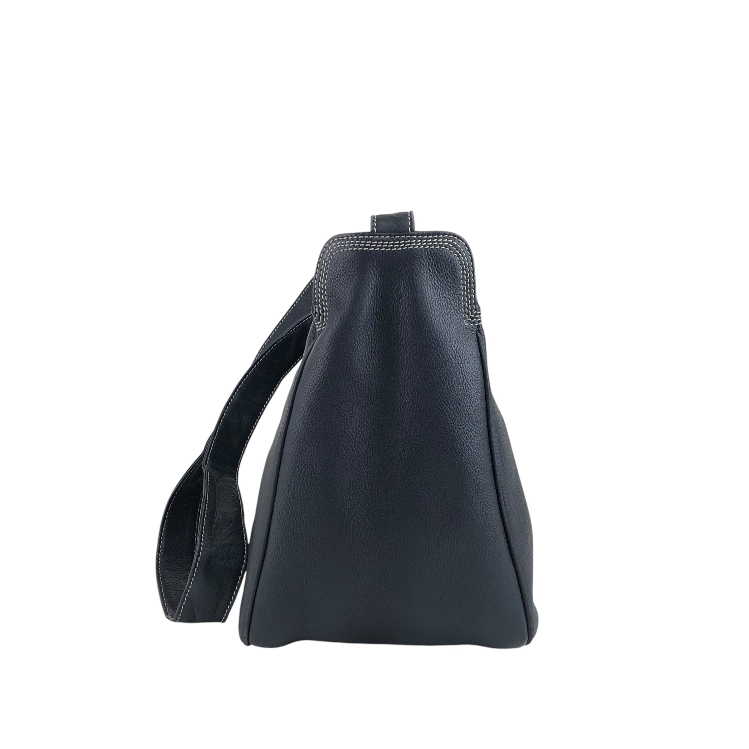 ロエベ ミリタリーバッグ ショルダーバッグ アナグラム ネイビー LOEWE ロエベ ショルダーバッグ ネイビー アナグラム レザー ステッチ