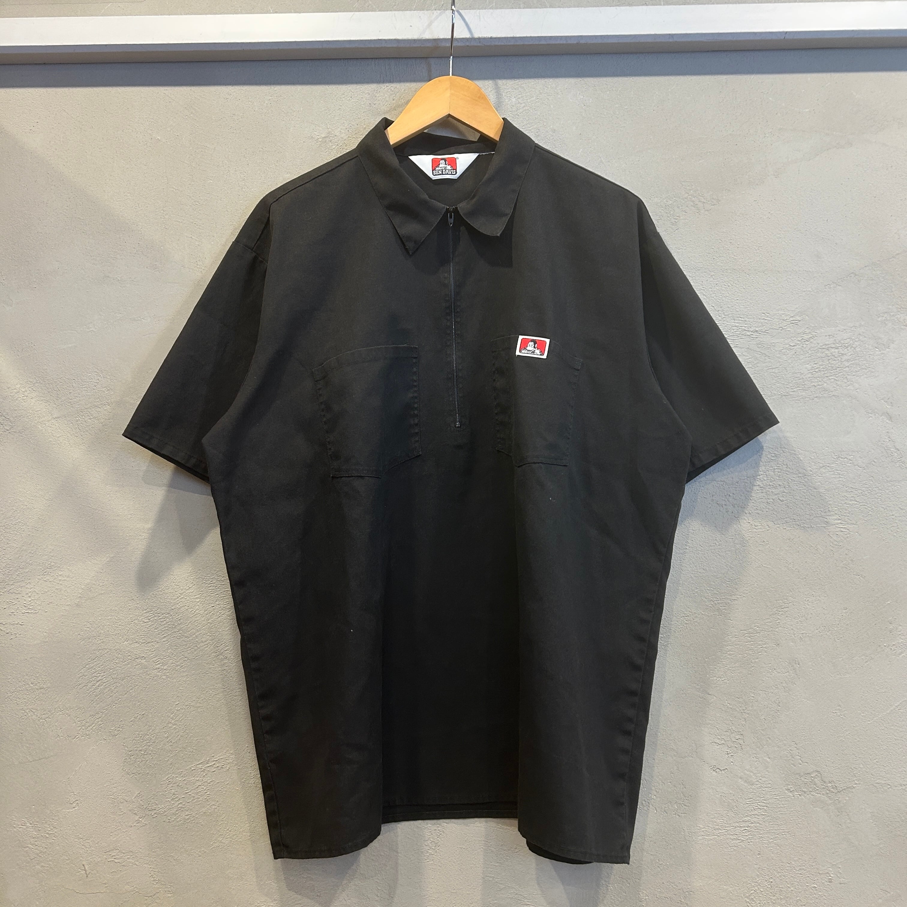 1980s BEN DAVIS HALF ZIP WORK SHIRT BLACK | safarionline