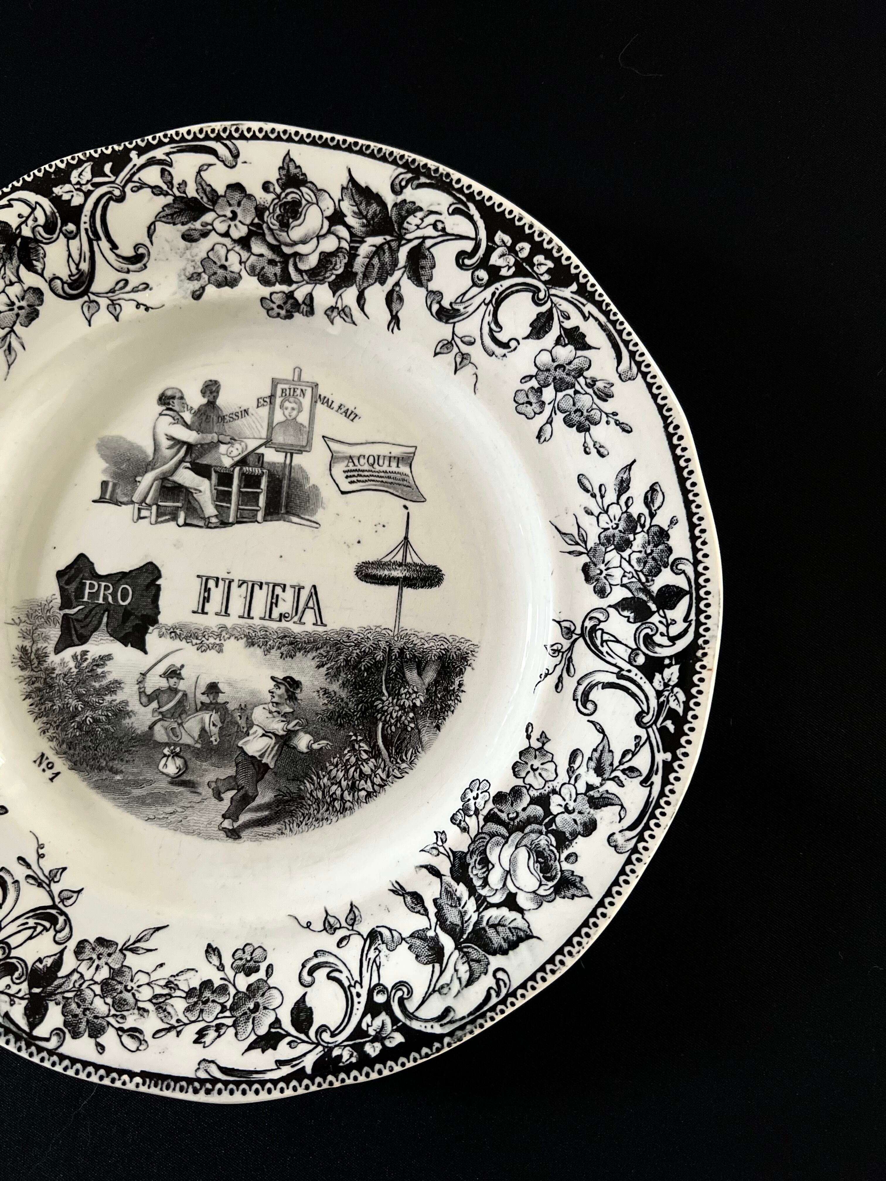 クレイユモントロー グリザイユ 絵皿3枚組 クレイユモントロー グリザイユ 絵皿3枚組 クレイユモントロー