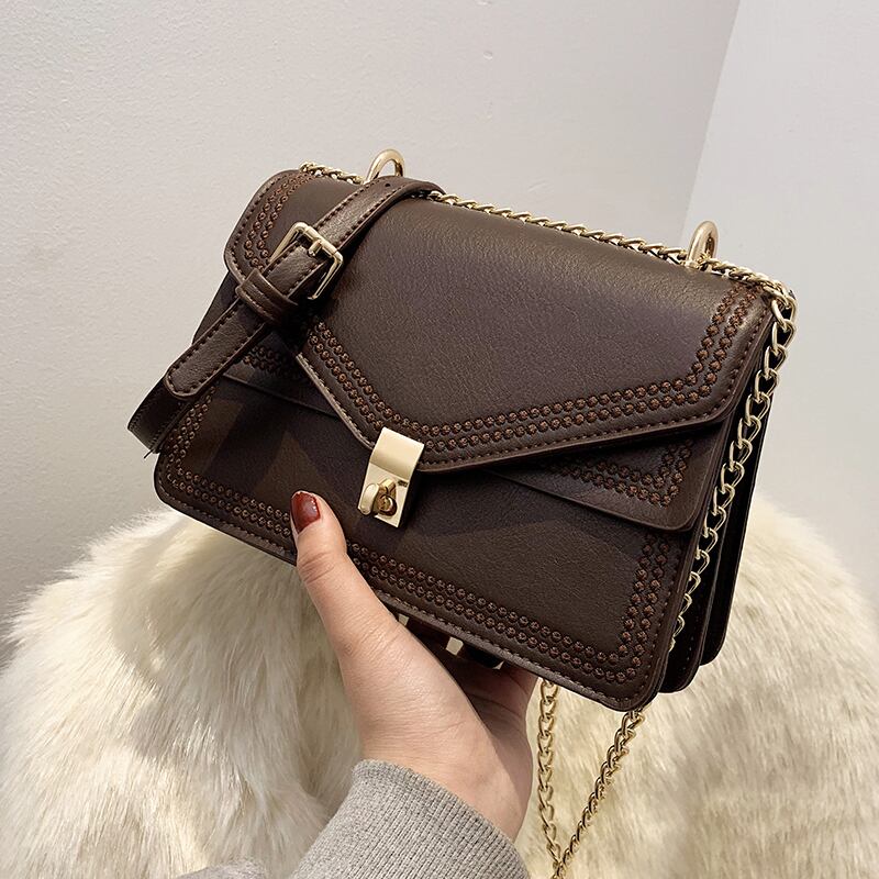 チェーン スクウェア ハンドバッグ メッセンジャーバッグ 手作りハンドバック3664417623