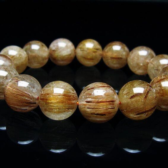 キャッツアイルチルクォーツ ブレスレット 14mm ルチルクォーツ ブレス 一点物 メール便可 [M便 1/10] 111-45899