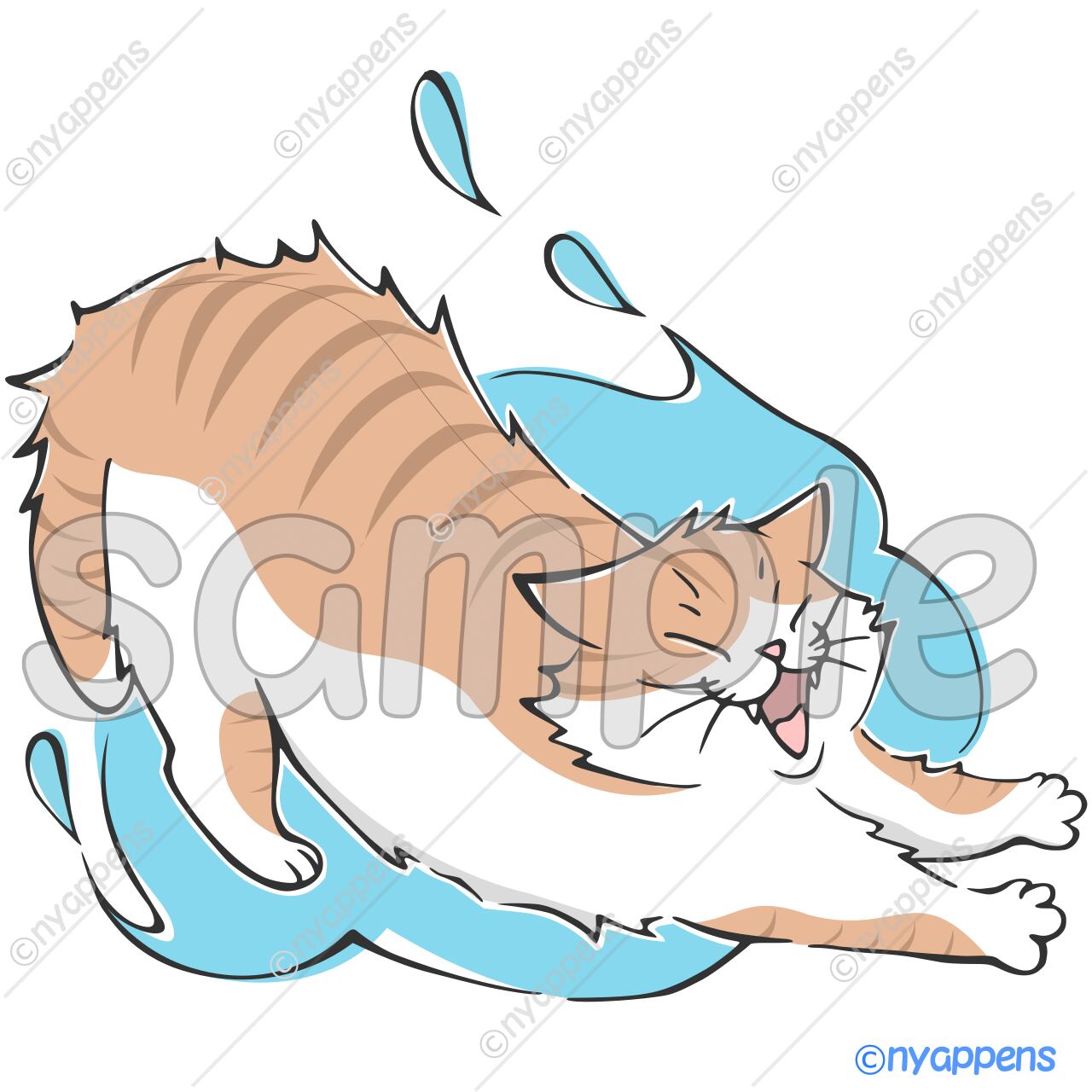 【商用利用OK】ほのぼの手書き猫イラスト<M20>のびのび~!