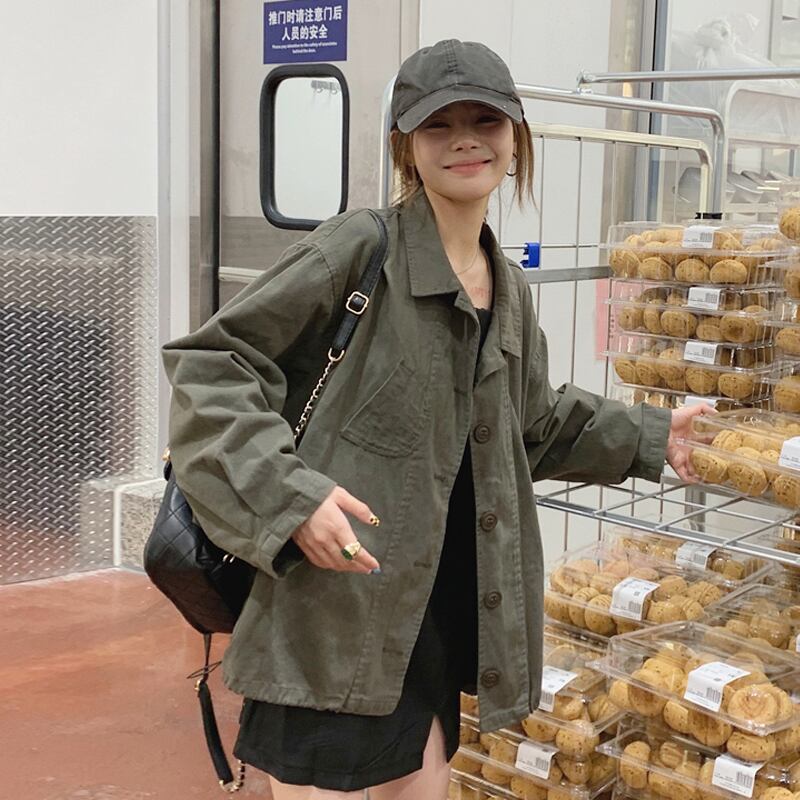 スタンダードスタイルジャケット スプリングオータムルーズトップス レトロ 春物 秋物 スーパーモール36991344189