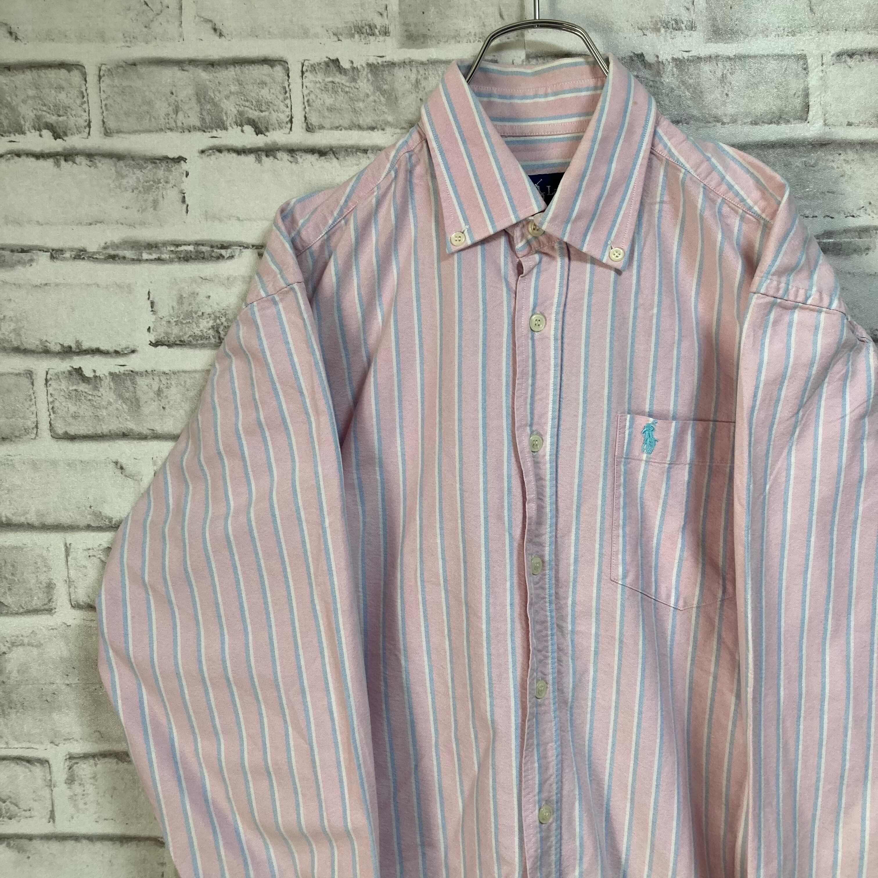 【Ralph Lauren】L/S Stripe BD Shirt L相当 90s ラルフローレン