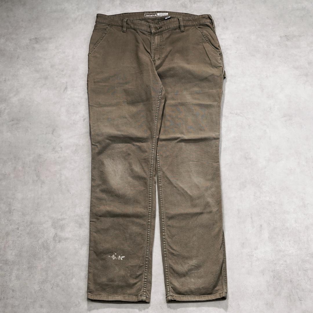 カーハート W34 ダックパンツ ペインターパンツ ワーク 古着 茶 22011