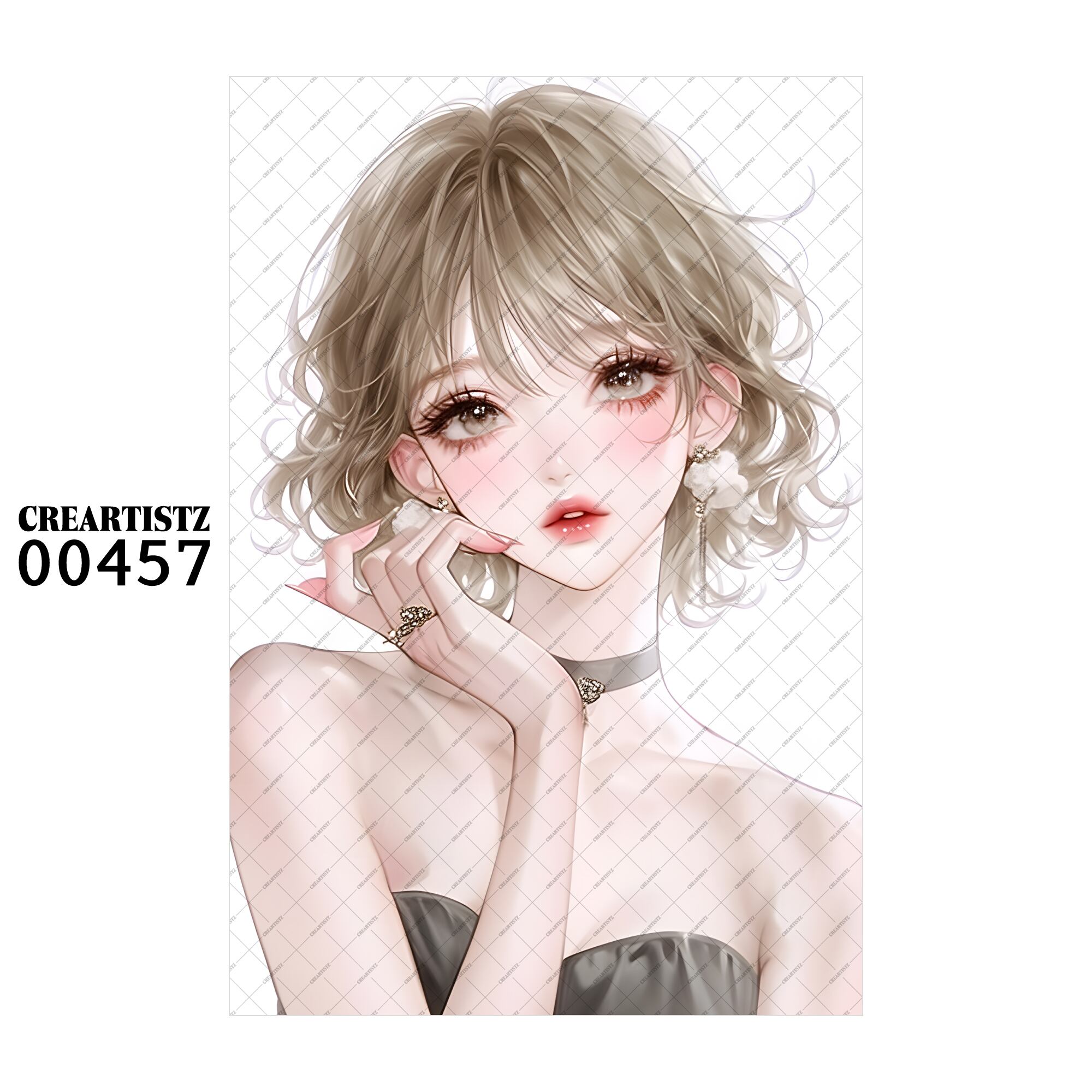 00457 ガール キュート オリジナル ペーパー/ステッカー 4枚セット CREARTISTZ