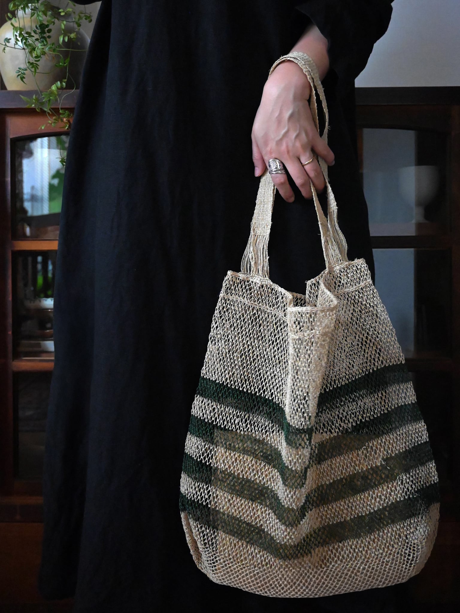 ラオス 葛の手編みバッグ- border - | Pan puri yêe