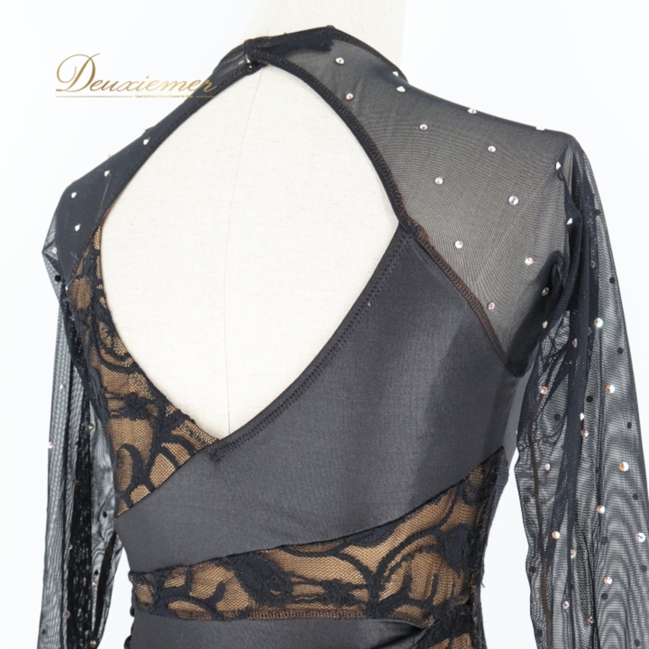 社交ダンス 衣装 ラテン ドレス ワンピース ブラック系 セキネ SEKINE 日本製 黒 レース 上品 光沢 デモ 競技 ダンス パーティ 発表会 社交ダンス ドレス ワンピース ラテン ブラック レース調 おしゃれ 光沢感 女性用 日本製 Mサイズ ダンス衣装 パフォーマンス 発表会用