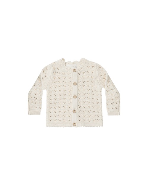 Quincy Mae(クインシーメイ) / 24ss SCALLOPED CARDIGAN / NATURAL / 12-18M・18-24M