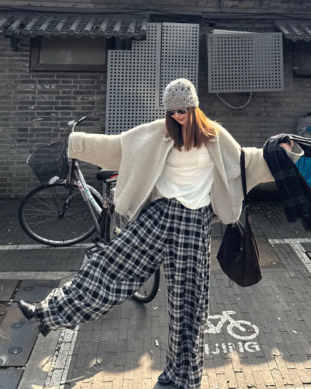 チェックワイドパンツ A25141