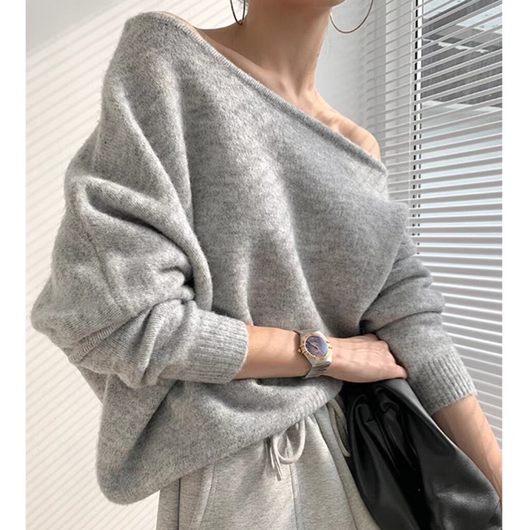 off shoulder knit pullover《3color》 | SI SELECT