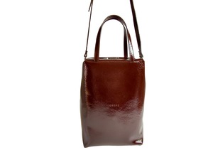 CREME Cremona  846　ボルドー　シェブロン　エナメル　縦型サイズ　２WAY