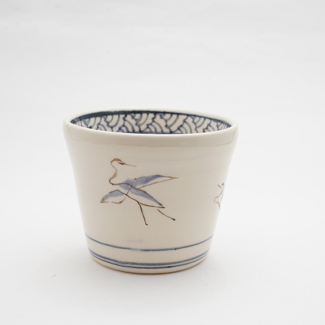 【陶彩工房Canoe】「ホクサイ鶴」フリーカップ　６