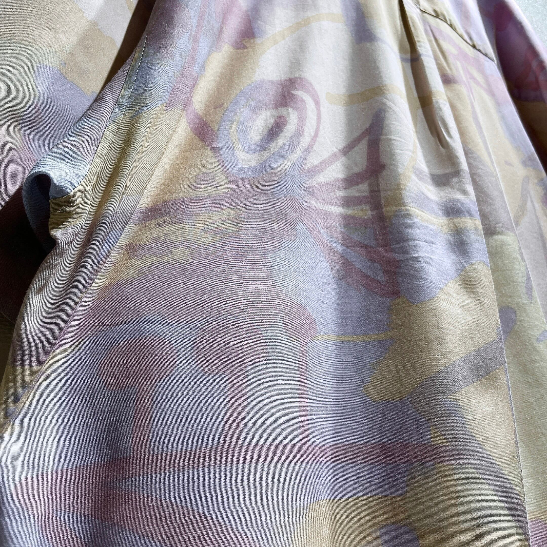 1990s Water color painting Design vintage Drape loose SS shirt