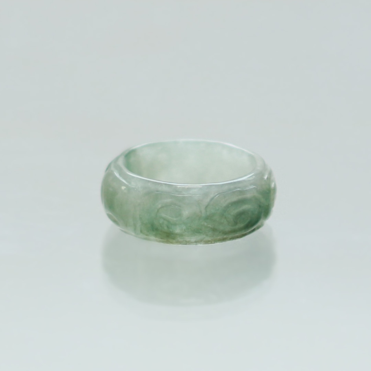 【9号】 Carving NyoYi  翡翠くり抜き甲丸リング A貨翡翠 jd_rg2510