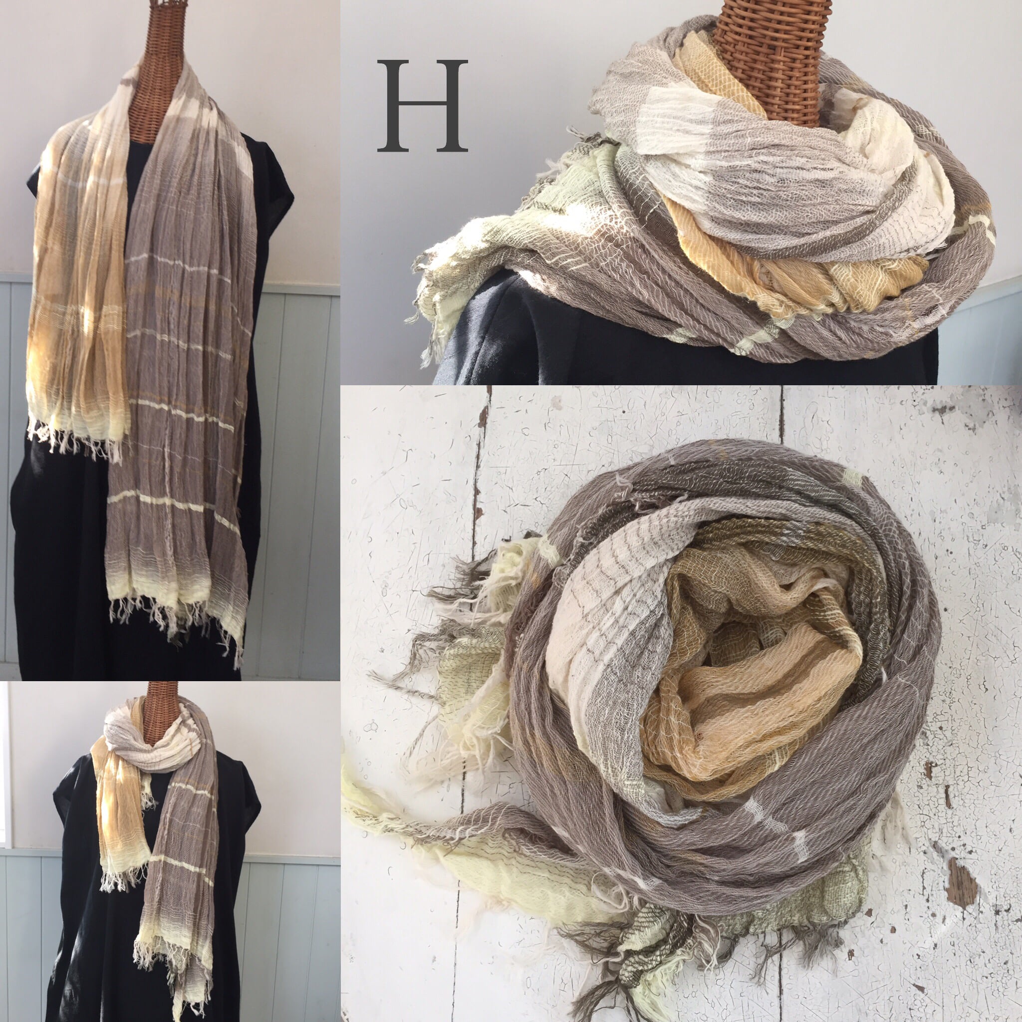 【tamaki niime】roots shawl BIG cotton100% H〜K 玉木新雌