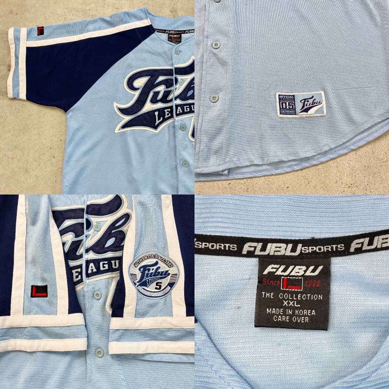 FUBU フブ ロゴワッペン ベースボールシャツ ユニフォーム メンズ3XL 