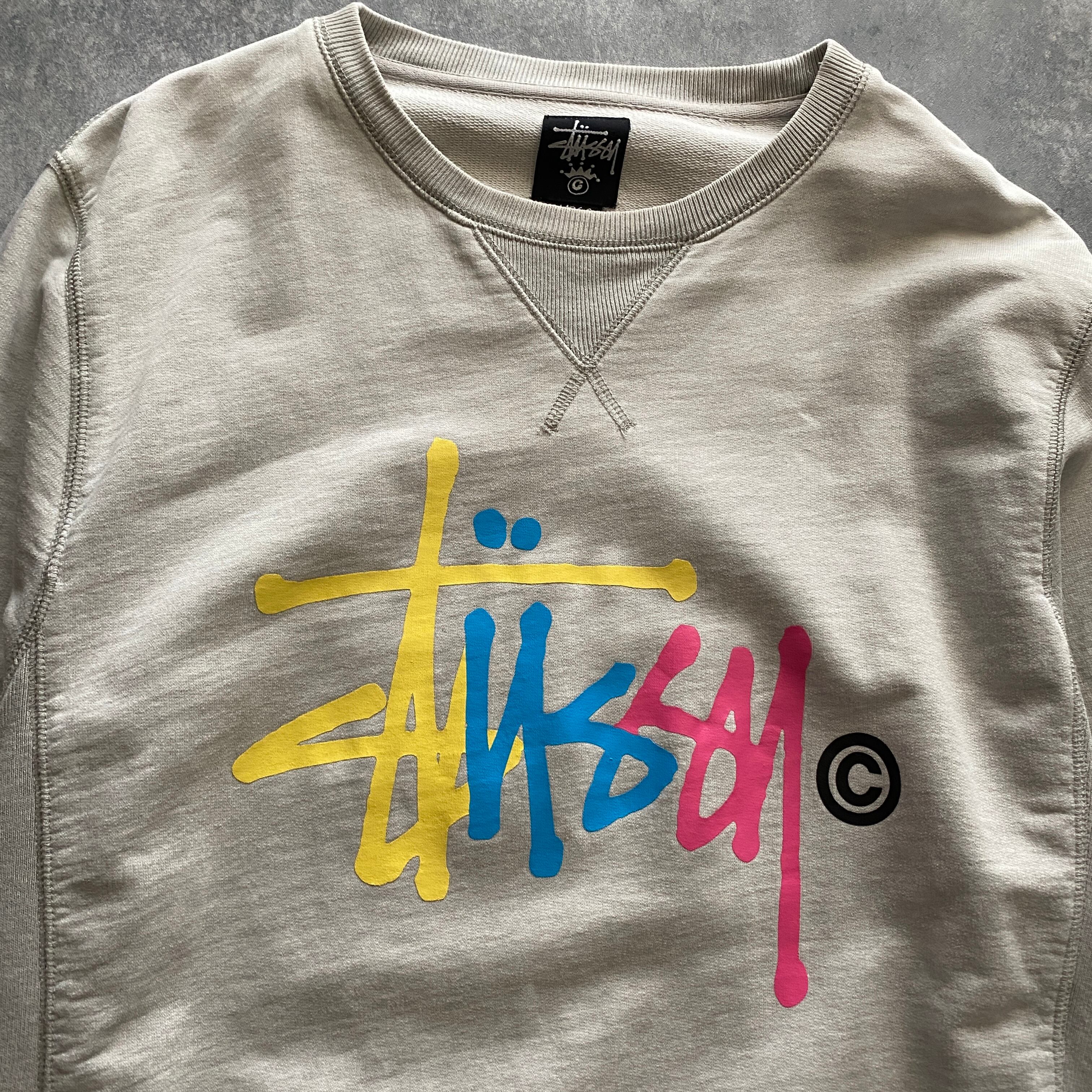 《激レア》90s ステューシー STUSSY☆スウェット L デカロゴ グリーン