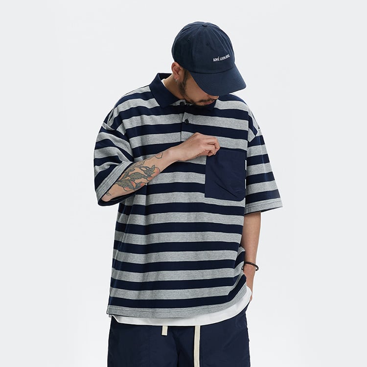 ★RETRO STRIPED POLO SHIRT　　　A0477