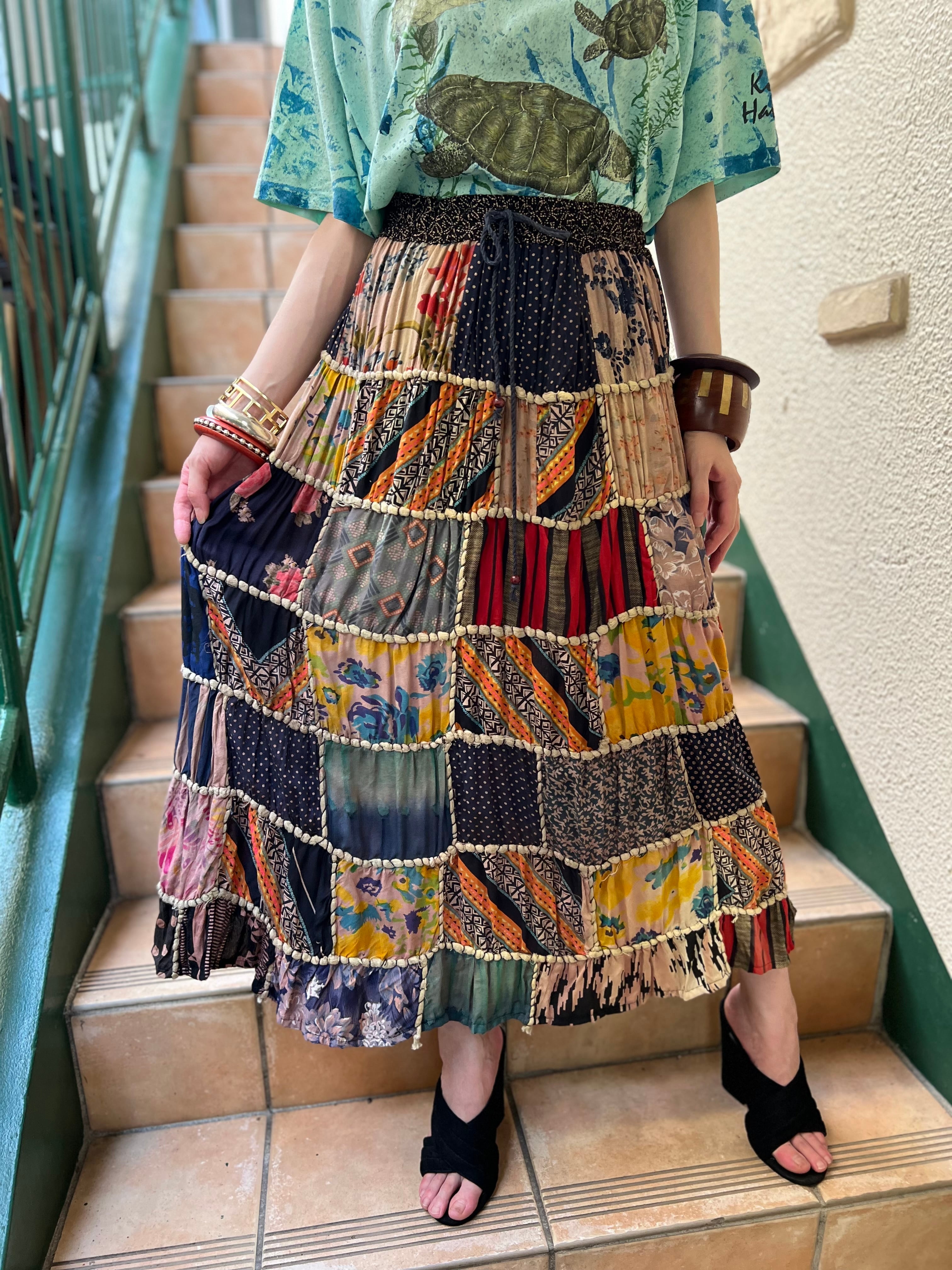 古着 ヴィンテージ vintage スカート パッチワーク カラフル 派手