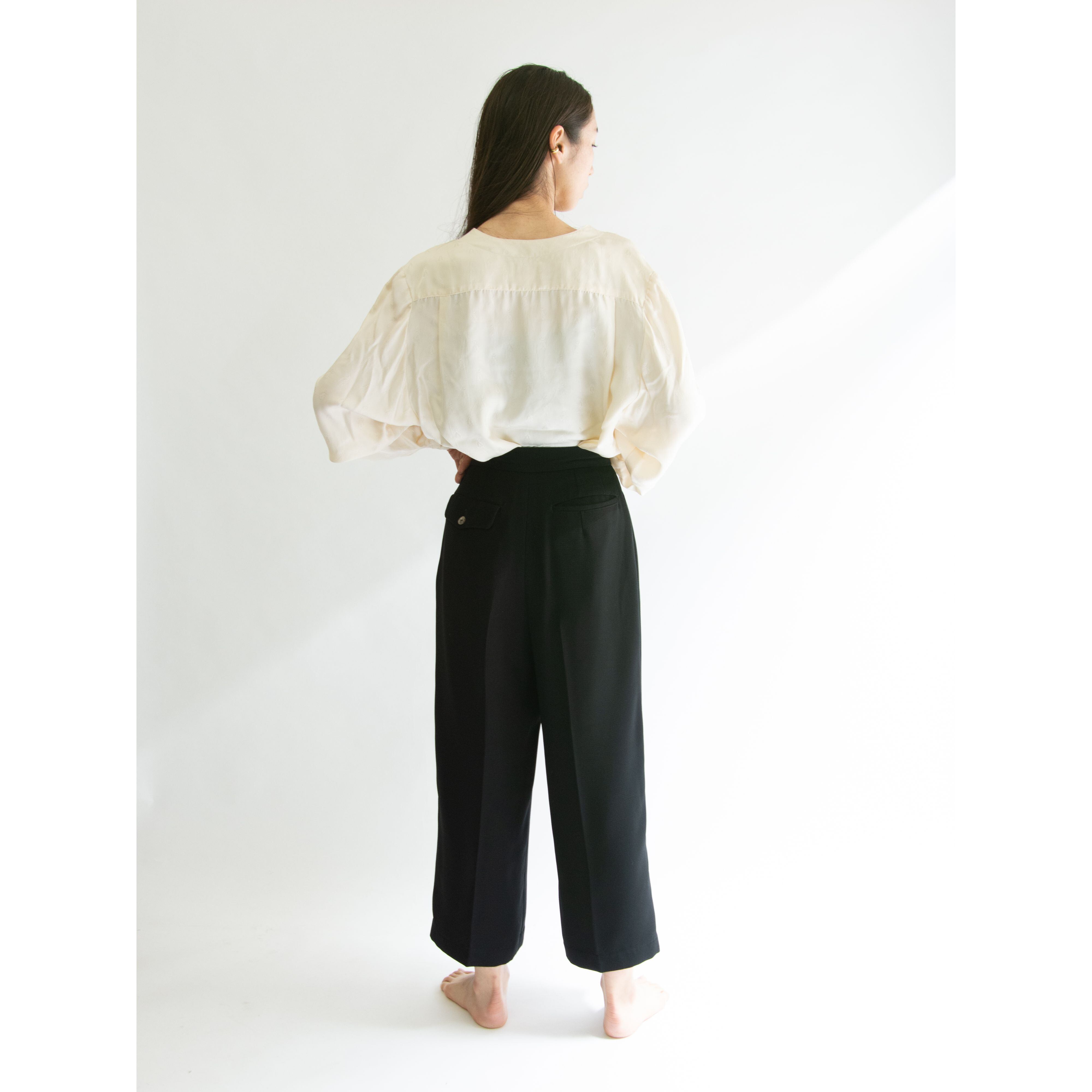 【tricot COMME des GARCONS】Made in Japan "AD1988" 100%Polyester Cropped Wide Pants(トリコ コムデギャルソン 日本製 ポリエステルクロップドワイドパンツ)