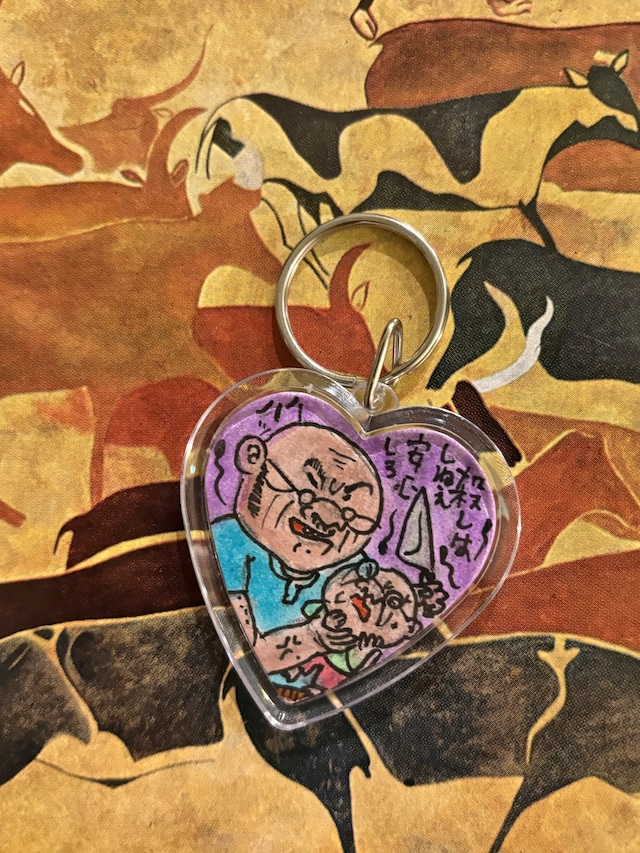 ハートの手描きイラストキーホルダー#24