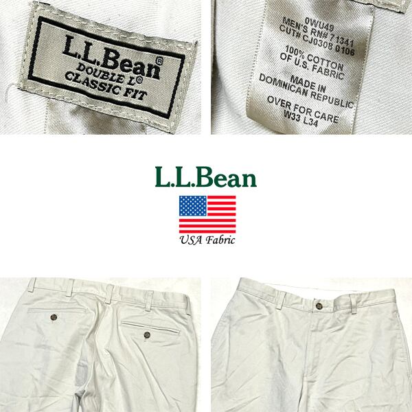 1点物◇USA素材エルエルビーン白チノパン古着33メンズMLレディースOK