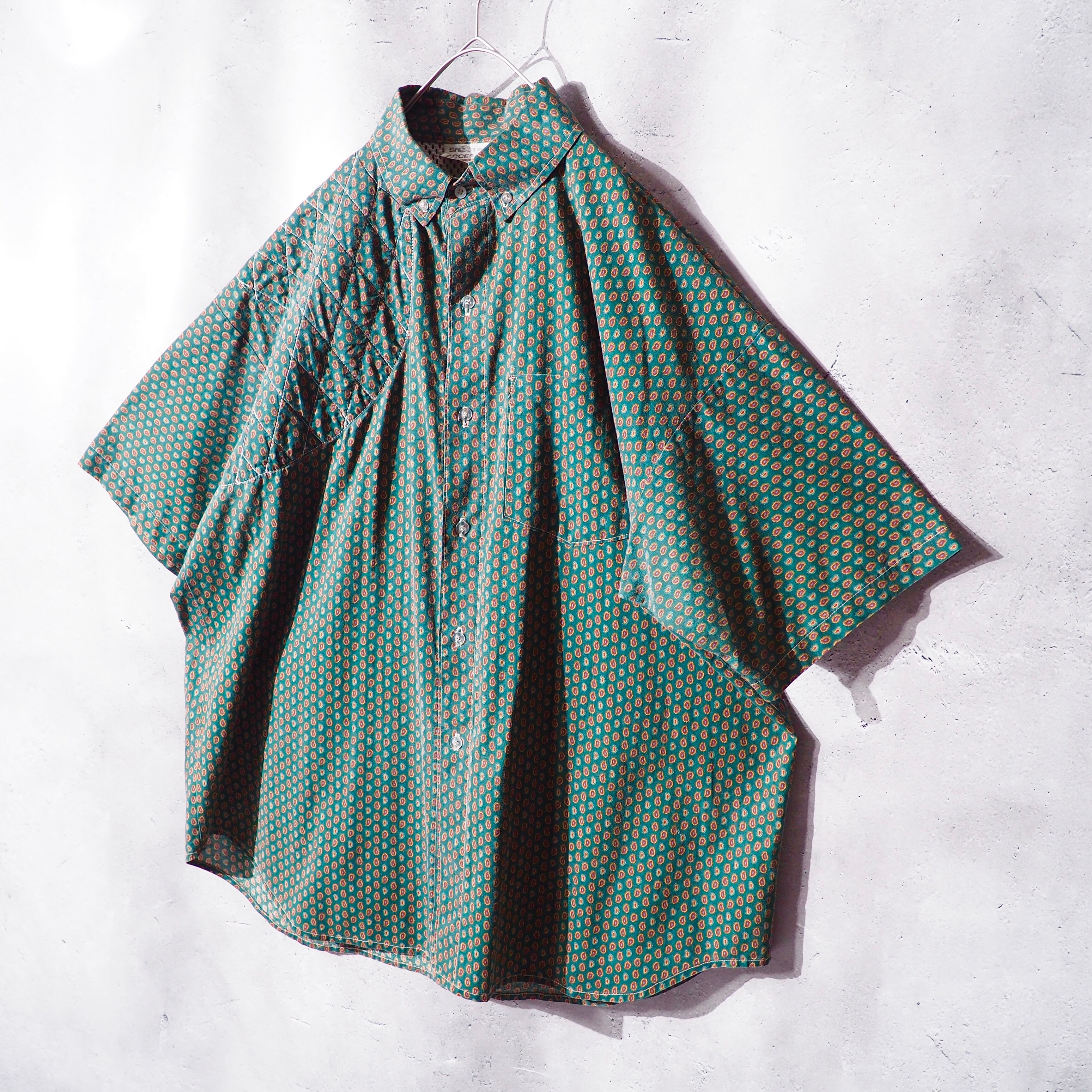 1990s Dull Green × Paisley pattern Vintage loose Hunting shirt