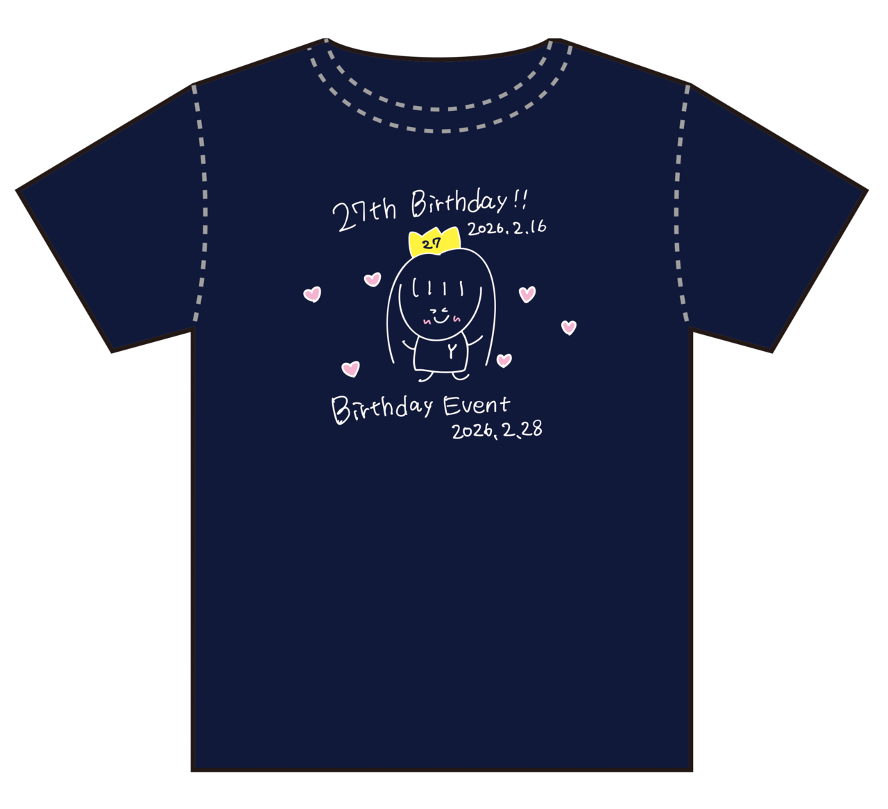 荻野由佳生誕Tシャツ2025　ネイビー　Sサイズ〜XLサイズ