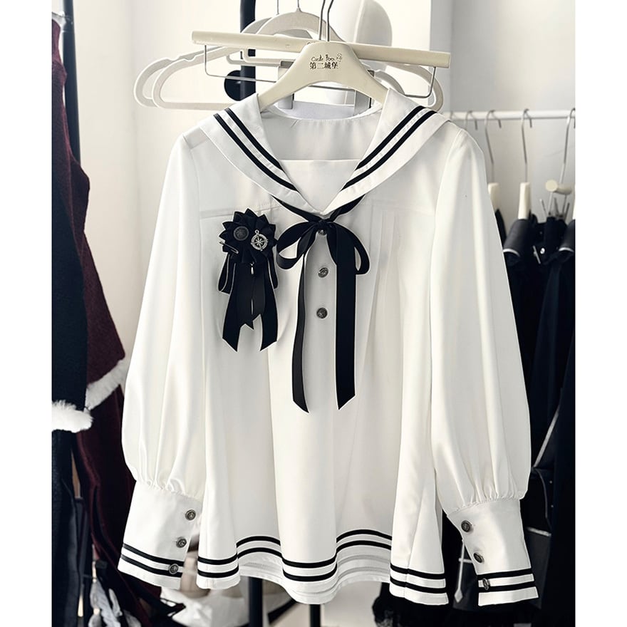 王子系ロリィタ 3点セット セーラー×かぼちゃパンツ ネイビー｜WithU