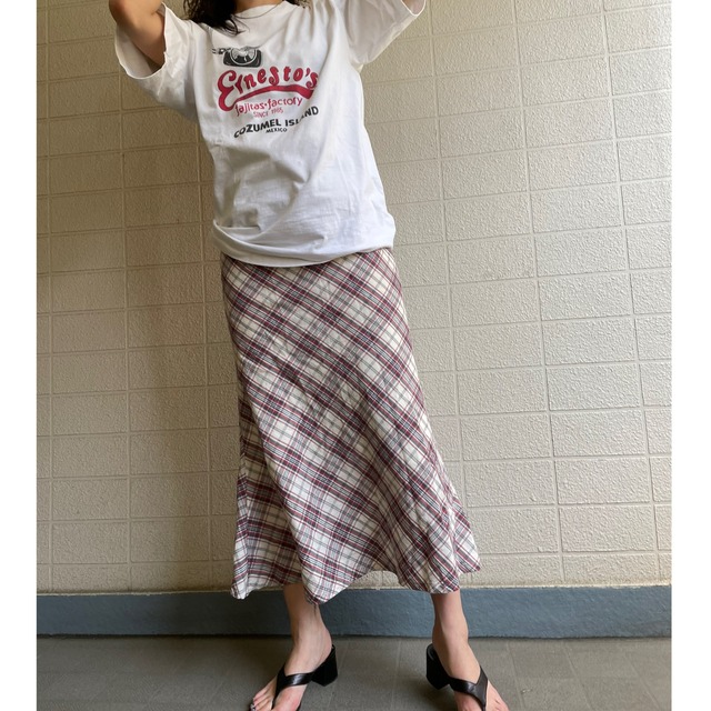 mermaid check long skirt