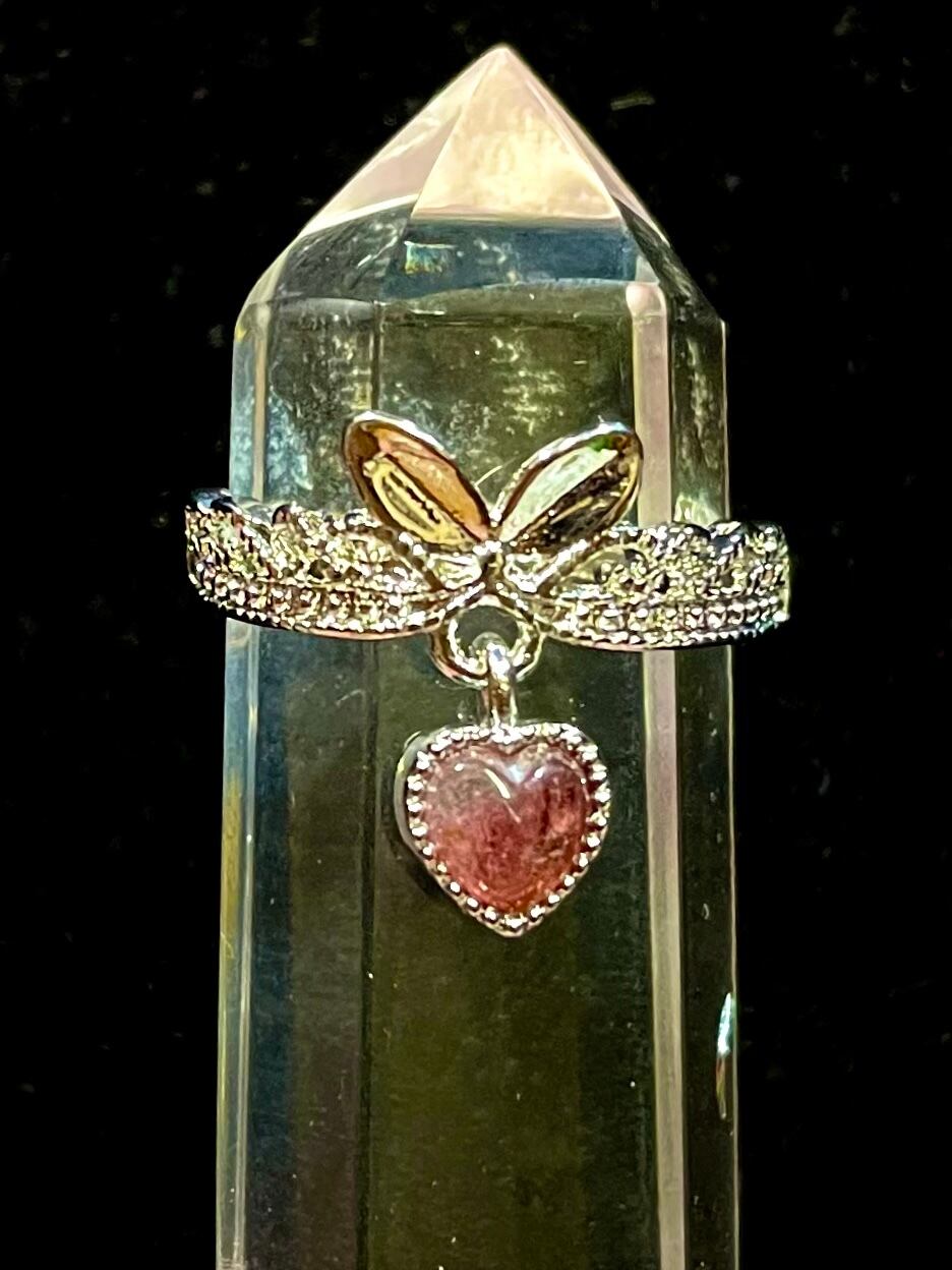 2) ピンクトルマリン・真鍮リング