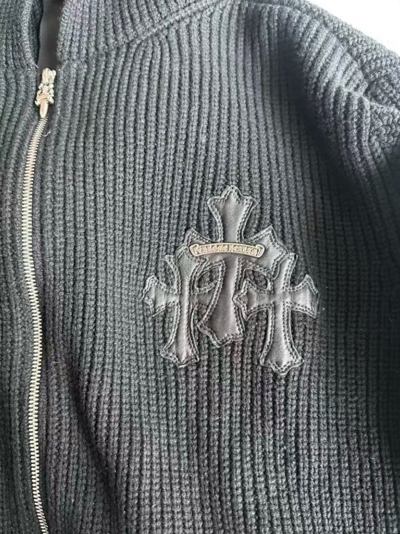 CHROME HEARTS クロムハーツ Y NOT レザー クロスパッチ カシミア