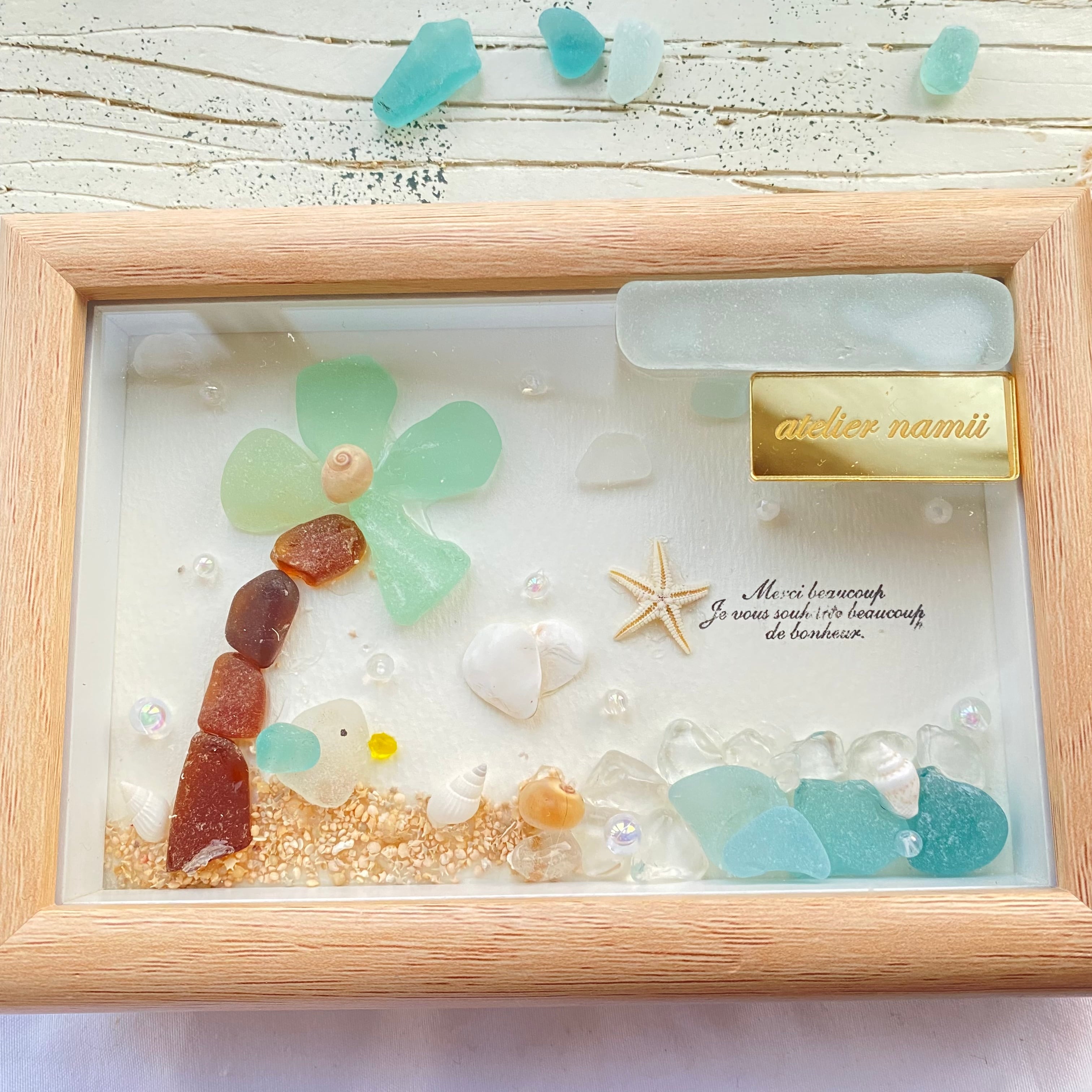 【ガラスフレーム作品】"南国で小鳥がバカンス。"