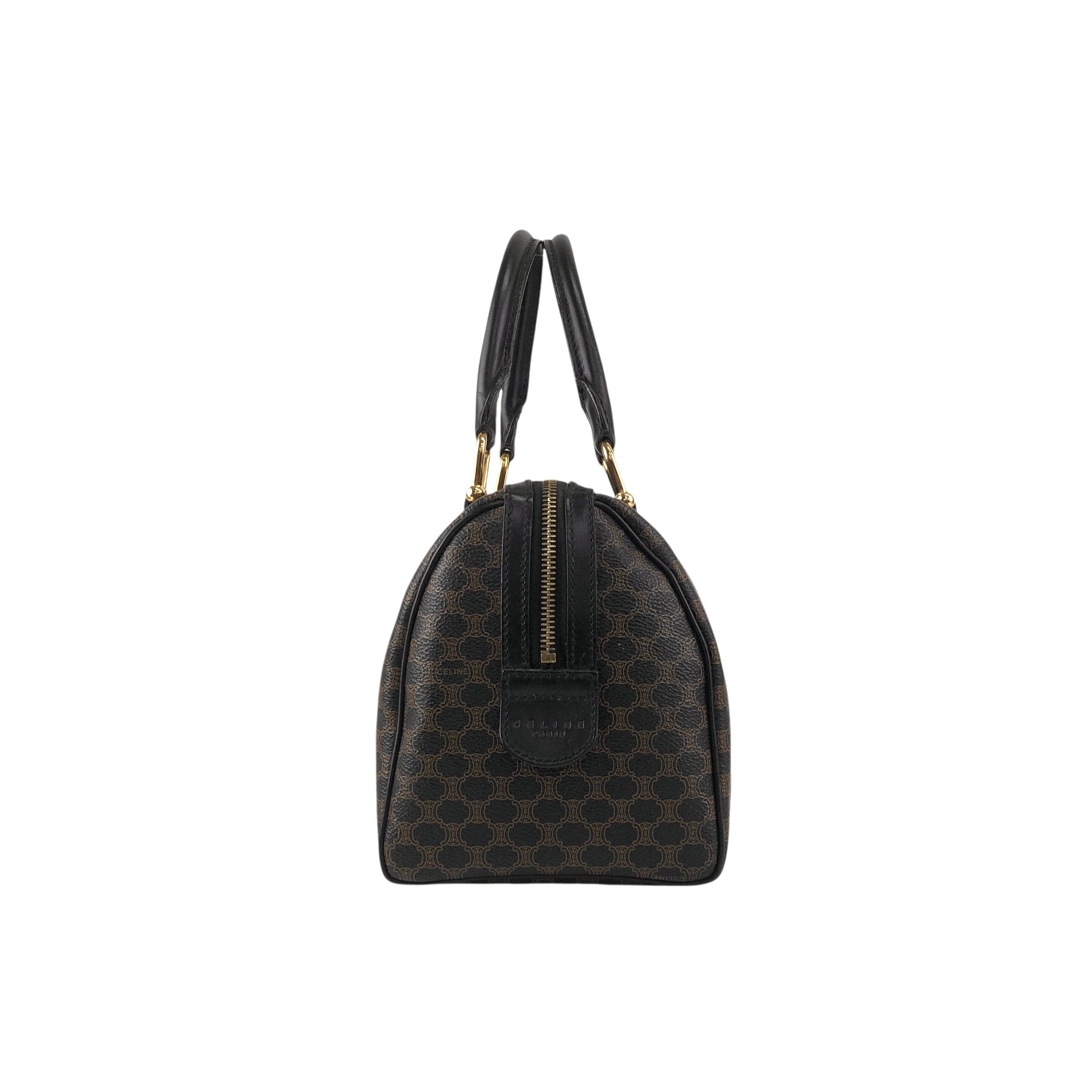 最終価格❗️Vintage CELINE⭐️マカダム　ブラゾン型押しミニボストン CELINE セリーヌ マカダム ショルダーバッグ ブラック ブラゾン