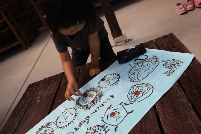 遊べるタオル◆沖縄の海の生物のかわいいイラストのオリジナルタオル【単品】
