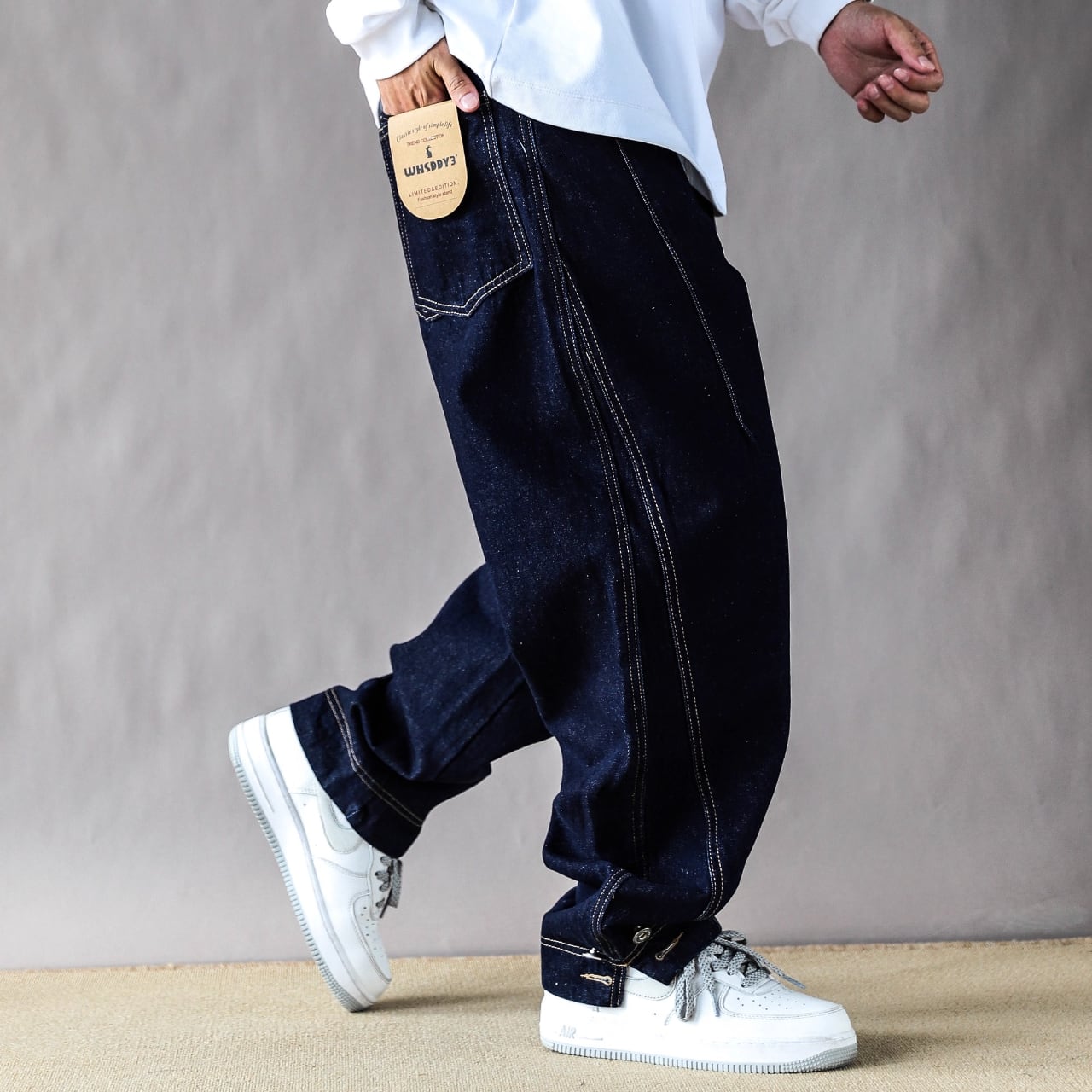 Wide stitch denim work pants 1118 | femto