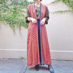 Vintage indian cotton long vest／ヴィンテージ インド綿 ロング ベスト