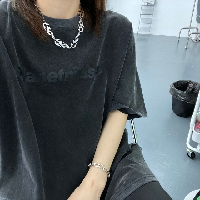 simple english logo loose short sleeve tee　シンプル英字ロゴルーズ半袖ティー　J0761